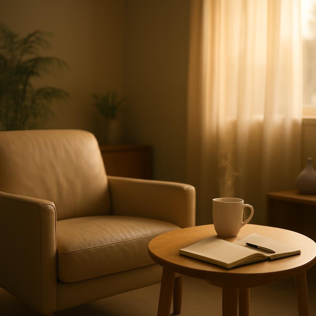 Mulher se olhando no espelho com a palavra 'Admire-se'